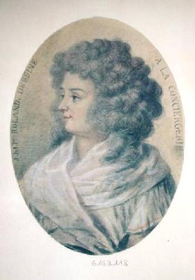 Portrait of Jeanne-Marie Roland de la Platiere (nee Philippon) (1754-93) at the Conciergerie