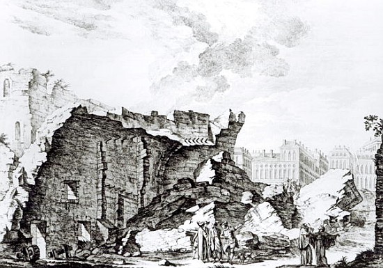Tower of San Roque, Lisbon after the earthquake of 1755 from French School