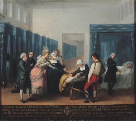 The Visit of Monsieur and Madame Necker to the Hopital de la Charite from French School