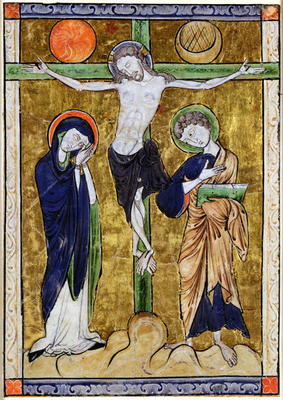 The Crucifixion, from a Psalter, c.1215 (vellum) from French School, (13th century)
