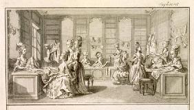 Fashion shop, from the 'Encyclopedia' by Denis Diderot (1713-84), published c.1770 (engraving)