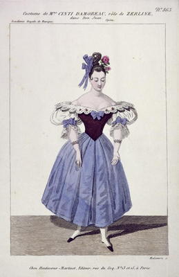 Costume for Madame Cinti Damoreau in the Role of Zerlina in 'Don Giovanni', engraved by Maleuvre, pr from French School, (19th century)