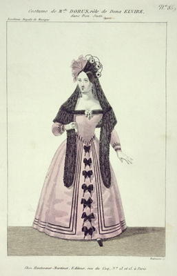 Costume for Mademoiselle Dorus in the Role of Donna Elvira in 'Don Giovanni', engraved by Maleuvre, from French School, (19th century)