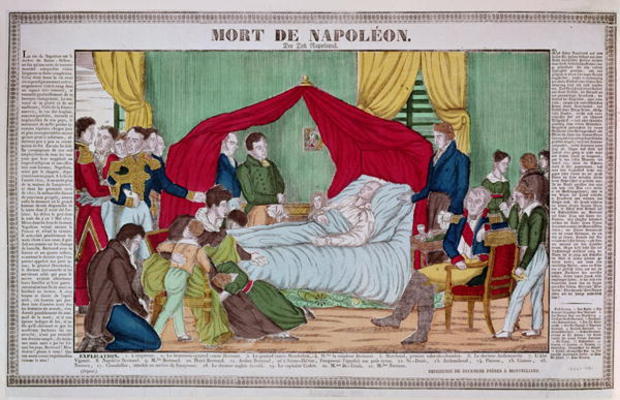 The Death of Napoleon Bonaparte (1769-1821) c.1840 (coloured engraving) from French School, (19th century)