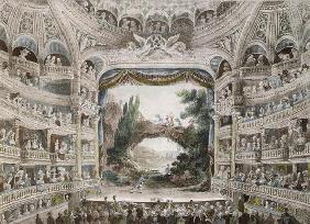 Interior of the Comedie Francaise Theatre in 1791, after an original watercolour (colour litho)