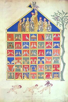 Noah's Ark, facsimile of an original 12th century manuscript, 19th century (colour litho)