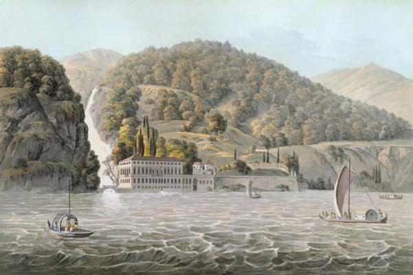 Villa Pliniana, Lake Como, 1803 (coloured engraving) from French School, (19th century)