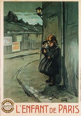 Poster advertising the film 'L'Enfant de Paris', produced by Gaumont Cinema Films (colour litho)
