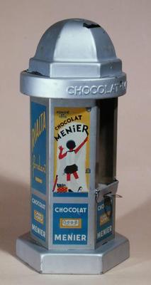 Toy Moneybox advertising the chocolate 'Menier' delivering chocolate to the children, c.1930 (tin) from French School, (20th century)