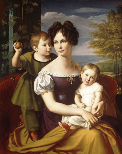 Grand Duchess Alexandrine of Mecklenburg with her two Children from Friedrich Wilhelm von Schadow