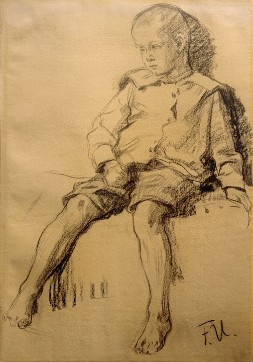 Sitzender Junge mit nackten Beinen from Fritz von Uhde
