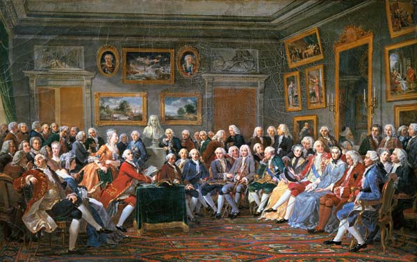 Reading of a tragedy of Voltaire in the drawing-room of the Mme Geoffrin from Gabriel Lemonnier