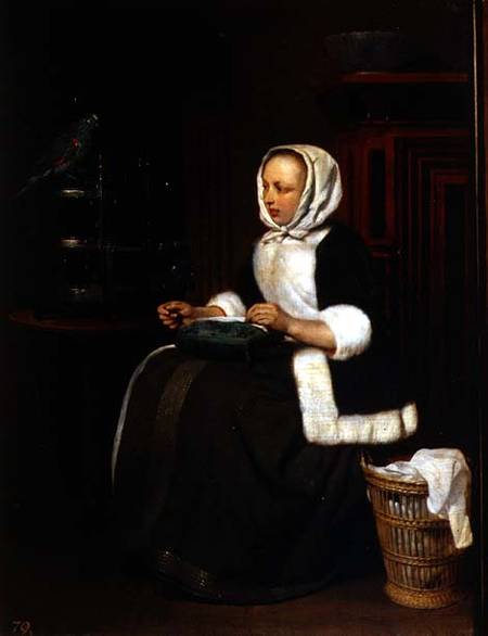 Young Girl at Work from Gabriel Metsu
