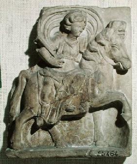 Relief of Epona, Gaulish goddess, protector of horses, riders and travellers, from Gannat, Allier