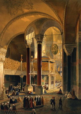 Haghia Sophia, plate 8: the Imperial Gallery and box, engraved by Louis Haghe (1806-85) published 18 from Gaspard Fossati