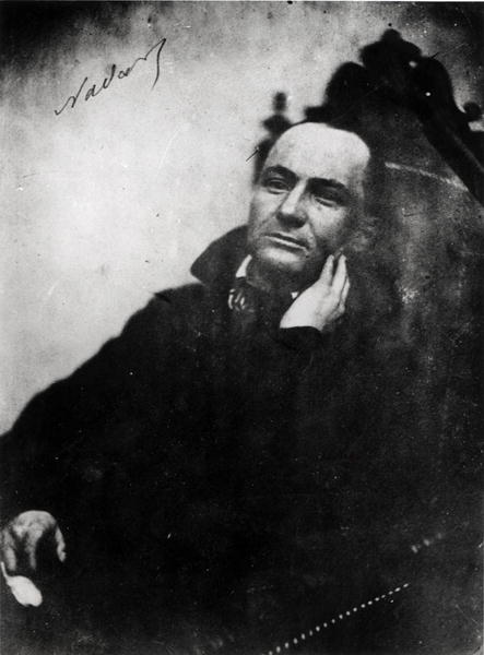 Charles Baudelaire (1821-67) seated in a Louis XIII armchair, 1855 (b/w photo)  from Gaspard Felix Tournachon Nadar