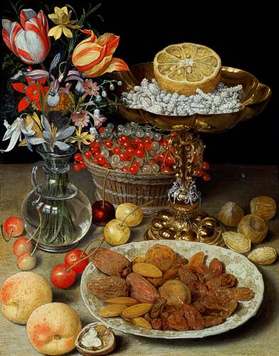 Still life with flowers and dessert from Georg Flegel