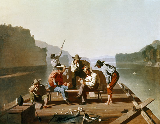 Ferrymen Playing Cards from George Caleb Bingham