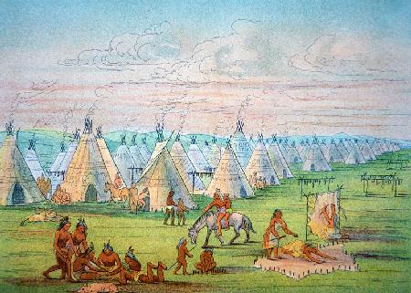 Sioux Camp Scene, 1841 (w/c & ink on paper)