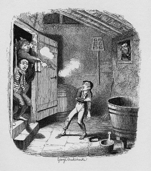 The Burglary, from ''The Adventures of Oliver Twist'' Charles Dickens (1812-70) 1838, published by C from George Cruikshank