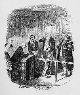 Oliver escapes being bound apprentice to the sweep, from ''The Adventures of Oliver Twist'' Charles 