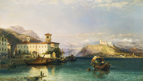 Arona and the Castle of Angera, Lake Maggiore from George Edwards Hering