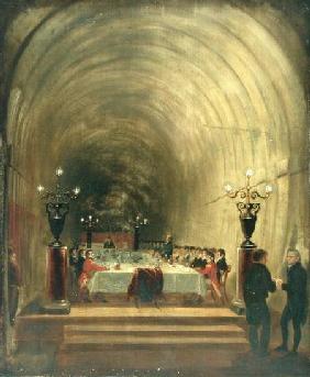 Banquet in Thames Tunnel held on 10th November 1827 to Celebrate the Tunnel's Progress