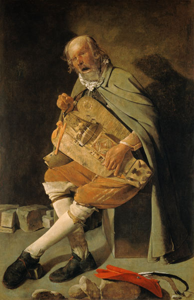 The singing hurdy-gurdy player from Georges de La Tour