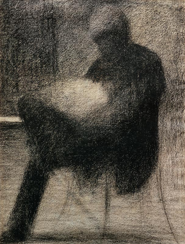 Seurat / Man reading / Chalk drawing from Georges Seurat