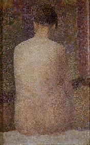 Back view of a female act figure from Georges Seurat