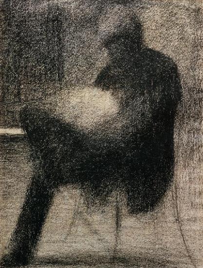 Seurat / Woman in black / Chalk Drawing - Georges Seurat as art print or  hand painted oil.