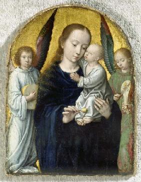 Maria with the child between angels playing instruments