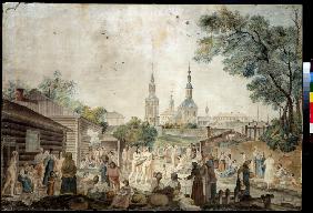 View of the Serebryanichesky Bath Houses in Moscow