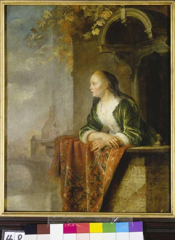 Young woman on a balcony from Gerard Dou