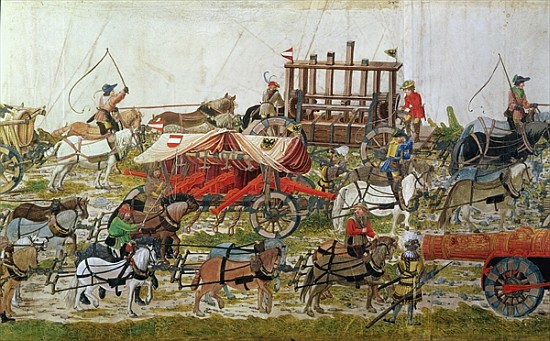 Artillery train of Maximilian I (1459-1519) from German School