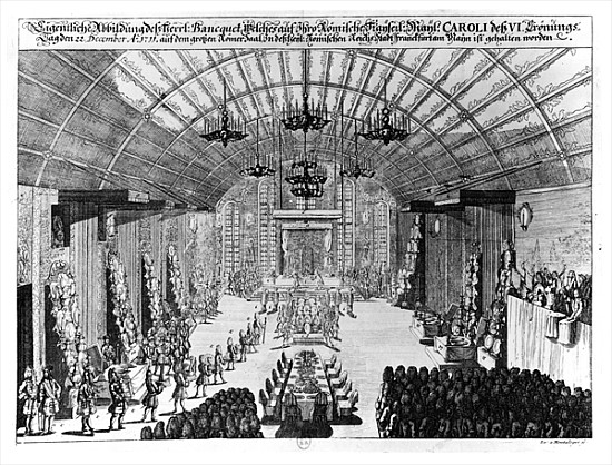 Banquet in the Romer Hall at Frankfurt-am-Main, in honour of the coronation of Charles VI (1685-1740 from German School