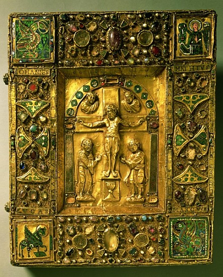 Gospel Cover, Ottonian, Germany, 11th century (gold, enamel and semi-precious stones) from German School