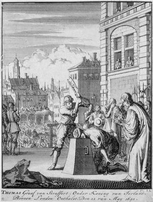 The Execution of the Earl of Strafford (1593-1641) on Tower Hill, 12th May 1641 (engraving) from German School, (17th century)