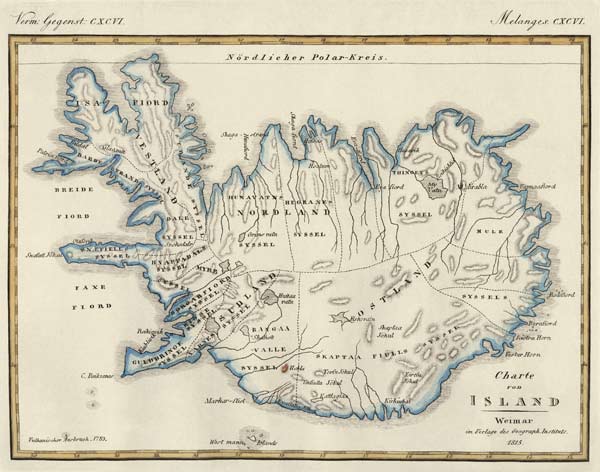 Map of Iceland from German School, (19th century)
