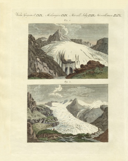 Strange glaciers as the birth of large rivers from German School, (19th century)
