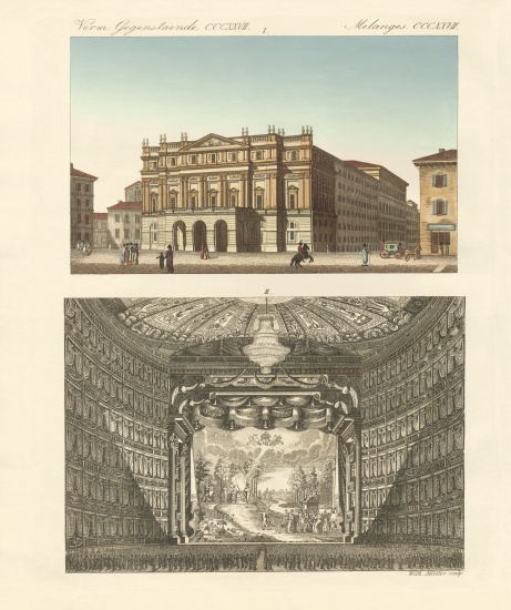 The theatre Della Scala in Milan from German School, (19th century)