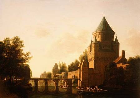 Evening View of the Kleine Houtpoort in Haarlem (panel) from Gerrit Adriaensz Berckheyde