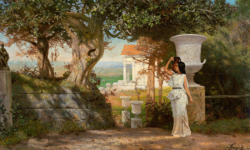 Water Carrier in an Antique Landscape with Olive Trees from G.I. Semiradski