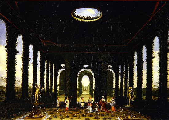 Act III, scenes XI and XIII: garden in the form of a pavillion from Giacomo Torelli