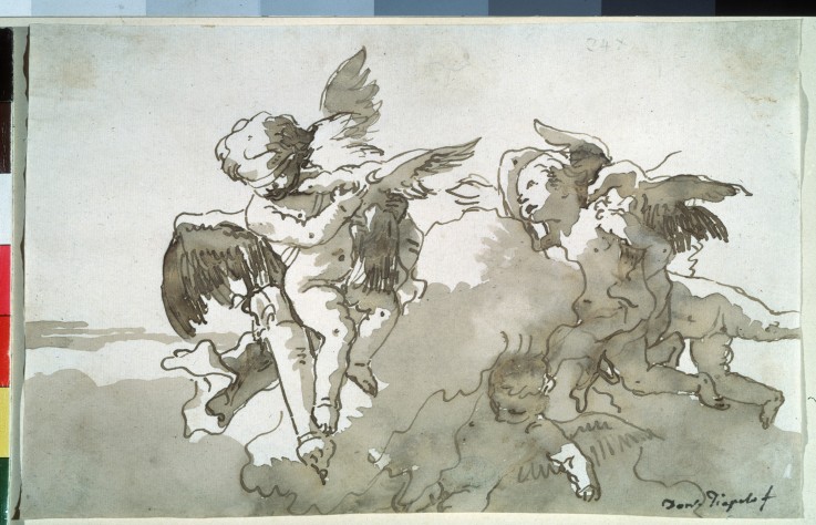 Cupids with doves and a torch from Giandomenico Tiepolo
