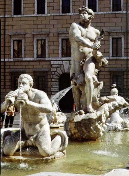 The Moro Fountain, detail of river gods and monsters from Gianlorenzo Bernini
