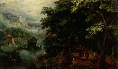 Landscape with figures in an avenue from Gillis van III Coninxloo