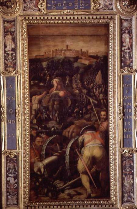 The Capture of Monteriggioni from the ceiling of the Salone dei Cinquecento from Giorgio Vasari