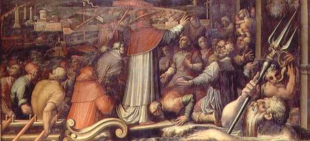 Pope Eugenius IV arriving at Livorno from the ceiling of the Salone dei Cinquecento from Giorgio Vasari