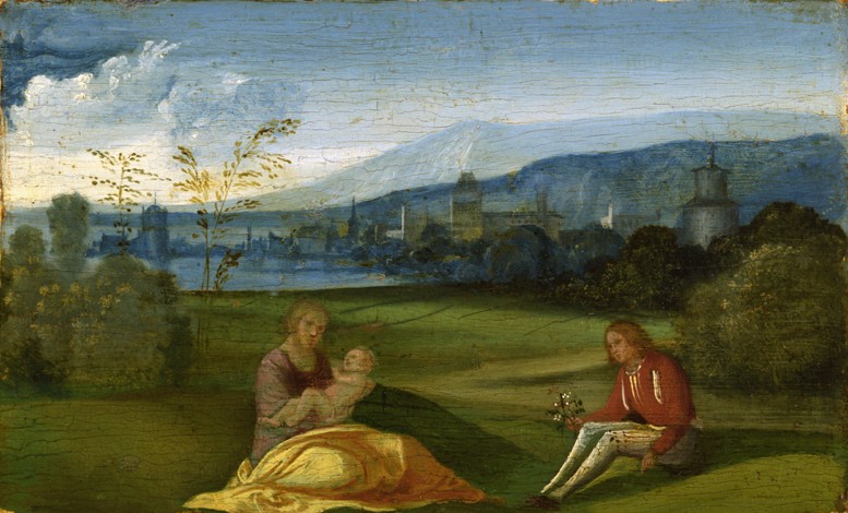 Idyllic pastoral landscape from Giorgione